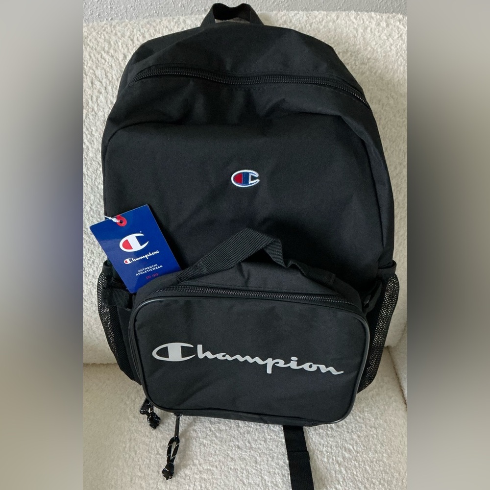Champion  Backpack Lunchbox Combo. Black